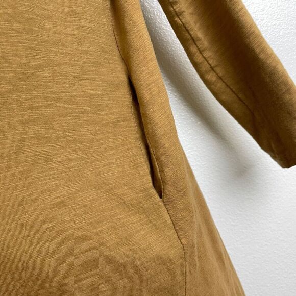 Three Bird Nest Womens Small Cardigan Duster Open Front Yellow Slub Cotton 3BN - Picture 6 of 9